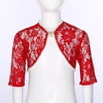thumbnail image 2 of TiaoBug Kids Girls Floral Lace Cardigan shawls Sheer Pearls Cropped Shrugs for Party Dress Red 2-4, 2 of 7