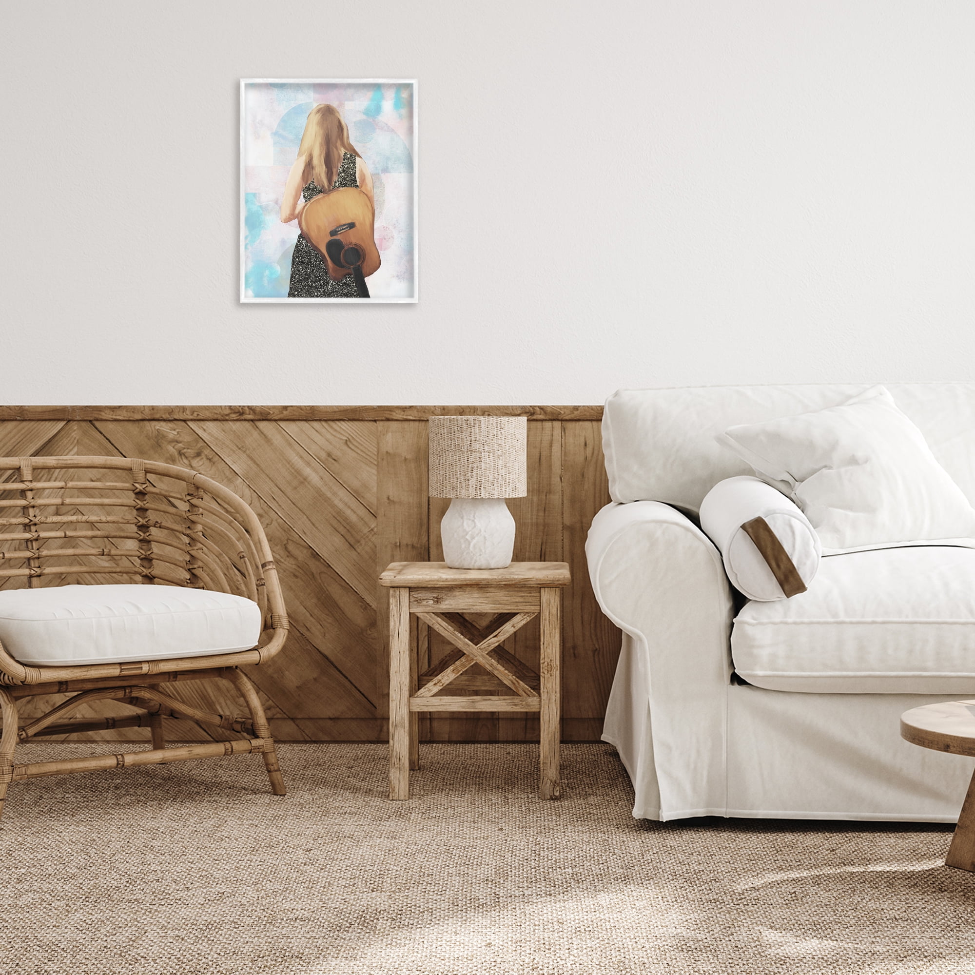 Stupell Industries Dreaming With My Guitar White Framed Giclee Art, design by Dan Meneely