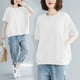 thumbnail image 4 of Camisetas de mujer de color sólido, verano 2023, camisetas de manga corta, camisetas holgadas informales de gran tamaño con cuello redondo para mujer, 4 of 4