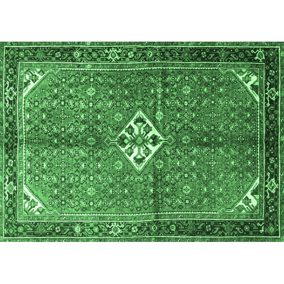 Ahgly Company Indoor Rectangle Persian Emerald Green Traditional Area Rugs, 4' x 6'