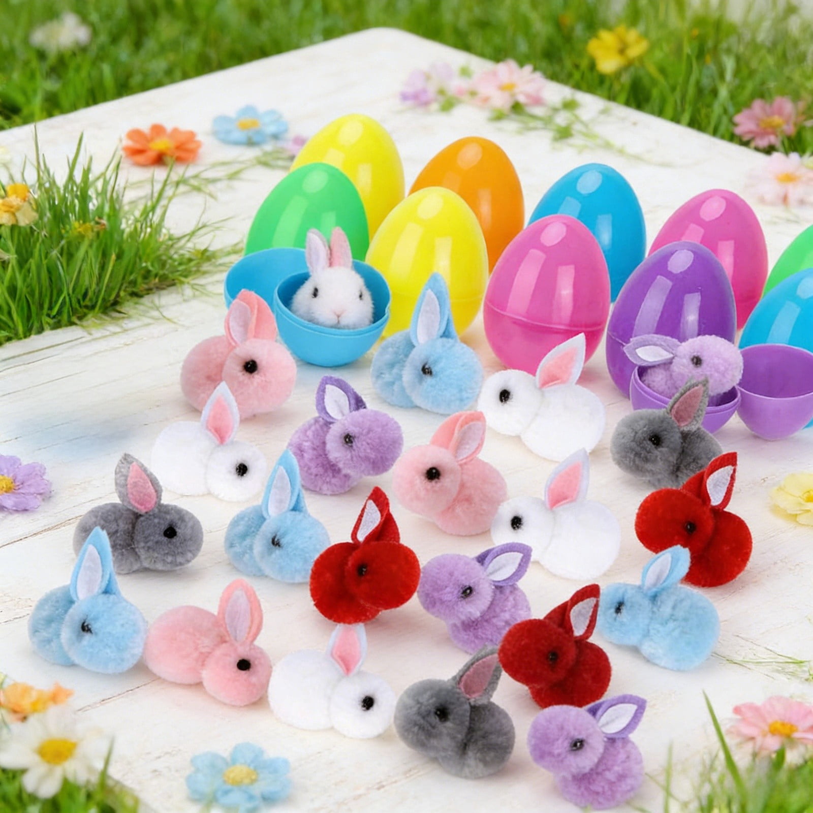 XIAHAO 24 Pcs Mini Plush Easter Bunny Animals, Miniature Stuffed Rabbit, Soft Tiny Stuffed Animals Easter Bunnies Plush Rabbit for Easter Basket Stuffers, DIY Hair Clips