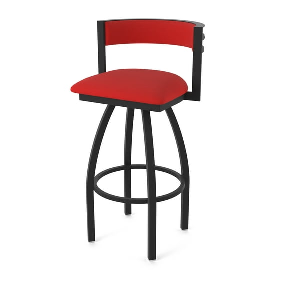 861 Artemis 30" Swivel Bar Stool with Black Wrinkle Finish and Canter Red Seat and Back