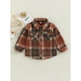 thumbnail image 2 of Toddler Baby Boy Girl Flannel Plaid Shirt Jacket Button Down Shacket Infant Kid Long Sleeve Coat Top Fall Clothes, 2 of 8
