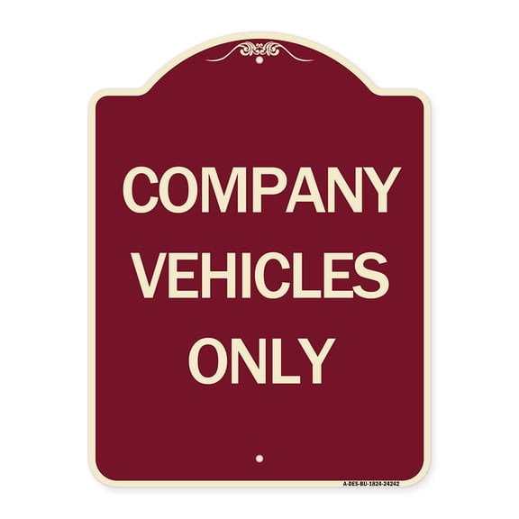 SignMission Designer Series Sign - Company Vehicles Only | Burgundy 18" x 24" Heavy-Gauge Aluminum Architectural Sign | Protect Your Business & Municipality | Made in the USA