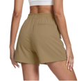 thumbnail image 4 of Only Moment Linerless Relaxed Casual Shorts for Women Chemical Fiber Blends Summer Casual High Waisted Wide Leg Drawstring Lounge Shorts Comfy 2026 Beach Vacation Clothes Shorts Khaki,2XL, 4 of 8