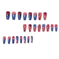 thumbnail image 2 of Independence Day Press On Nails American Flag False Nails 24Pcs Medium Square Glossy Stick on Nails with Star Stripes Glitter Design Easy Apply Reusable Glue on Nails for Holiday Celebrations, 2 of 5
