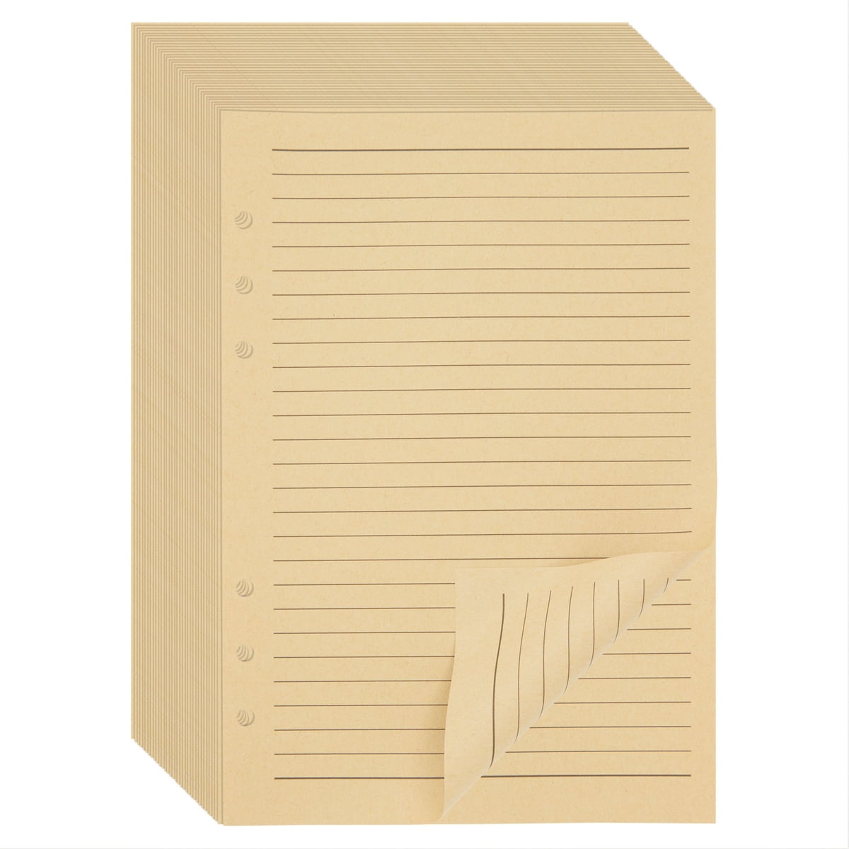 A5 Binder Refill 6 Hole Ring Planner Inserts, 200 Sheets Lined Kraft Papers, 5.5 x 8 inches