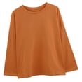 thumbnail image 2 of Camiseta de mujer Blusa suelta de manga larga de color liso Blusa tipo sudadera, Naranja, M Jumpingount AP001130-29, 2 of 7