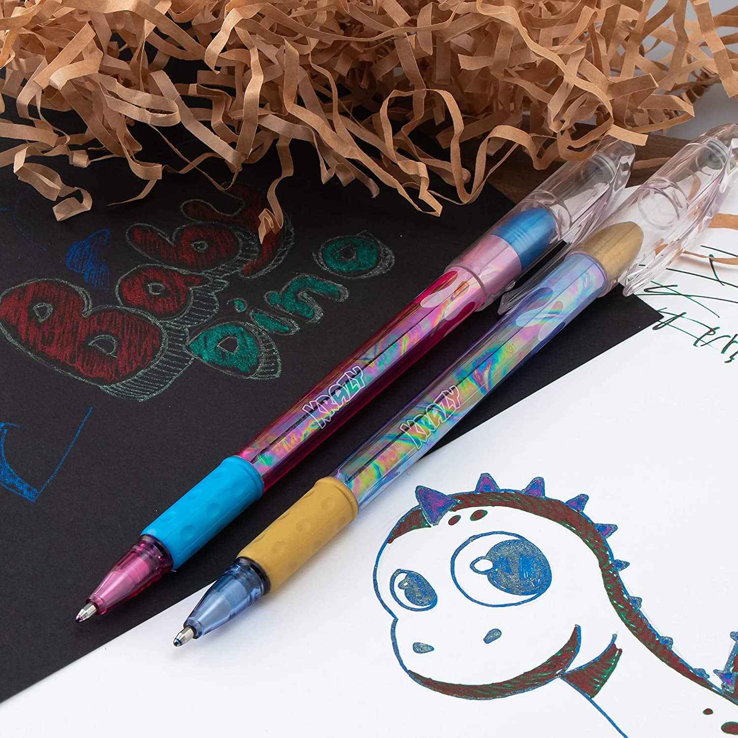 Pentel K91BP4M3: Krazy Pop Iridescent Metallic Ink Gel Pens – 1 mm Pen