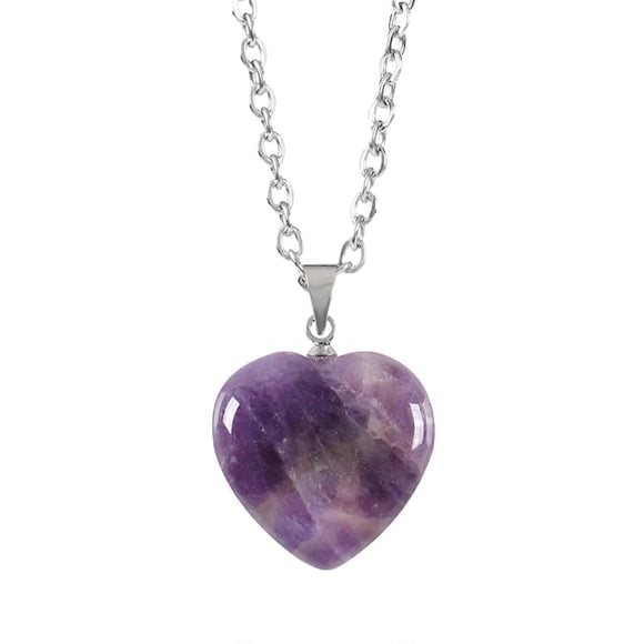 Amethyst necklace, heart necklace, alien reiki healing crystal, purple crystal heart pendant necklace