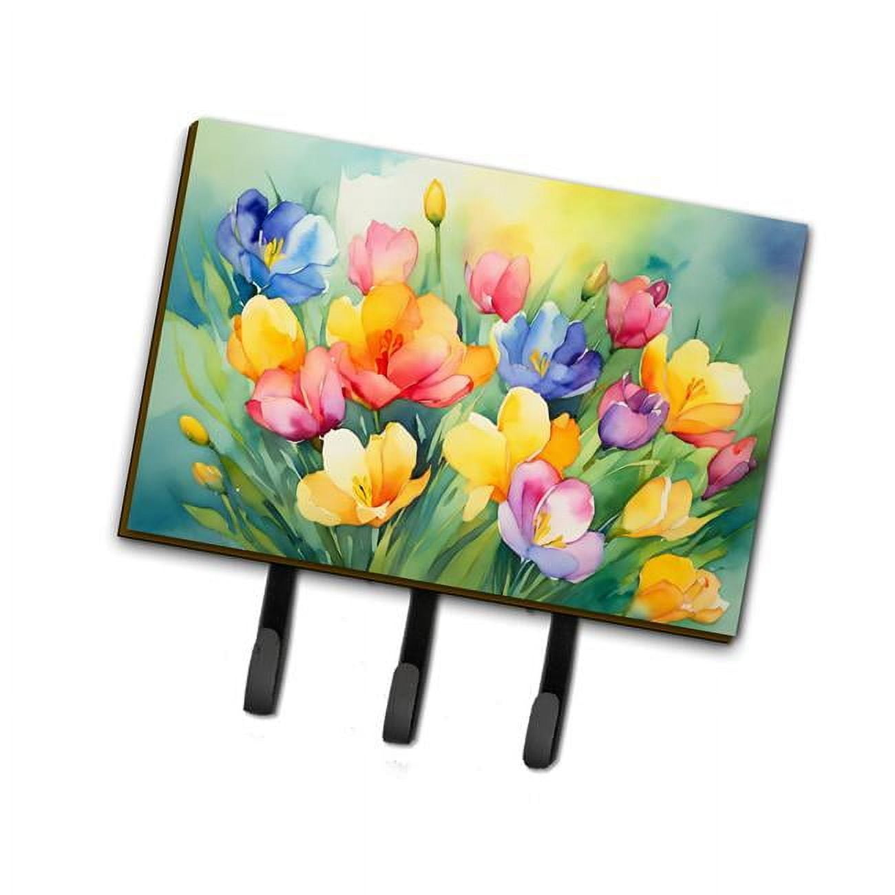 Peonies in Watercolor Leash or Key Holder 6 in x 9 in