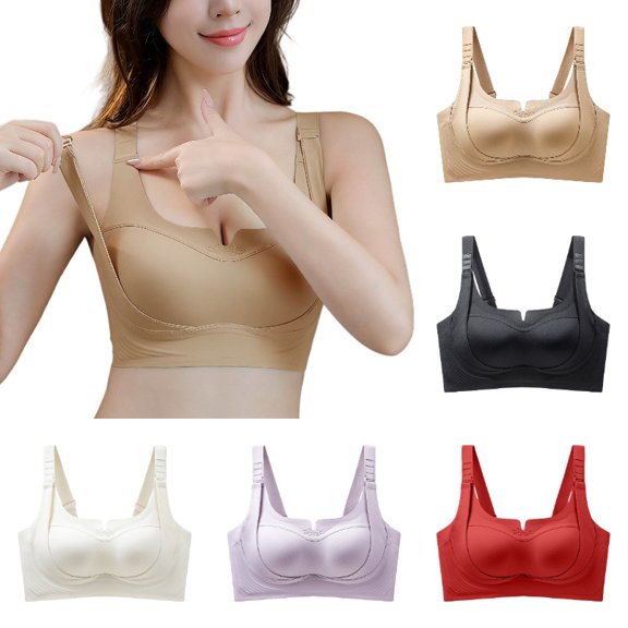 Krdevn Women's Wireless Comfort Bra with Adjustable Convertible Straps and Seamless Back Closure,36