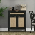 thumbnail image 4 of Surmoby Sideboard Buffet Cabinet with Rattan Doors,Farmhouse Storage Cabinets with Drawer and Adjustable Shelves for Kitchen Living Dining Room(Black,1PCS), 4 of 8