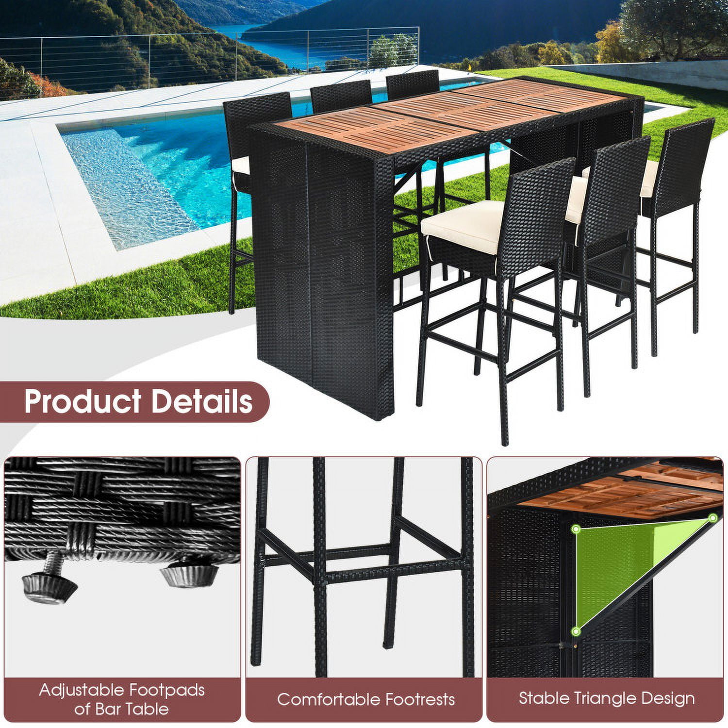 Aimee Lii 7 Pieces Patio Rattan Wicker Dining Furniture Set, Outdoor Patio Furniture Aimee Lii 7 Pieces Patio Rattan Wicker Dining Furniture Set, Outdoor Patio Furniture