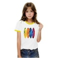 thumbnail image 6 of FamilyThread Girls Boys Short Sleeve Raglan T Shirts Kids Rainbow Striped Summer Tops Crewneck Basic Rainbow Graphic Tees 3-13 Years, 6 of 8