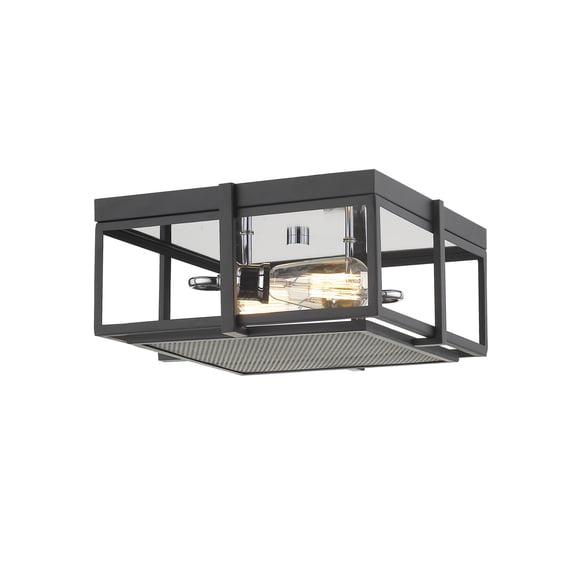 Z-Lite 724F13 Halycon 2 Light 14" Wide Flush Mount Square Ceiling Fixture - Black