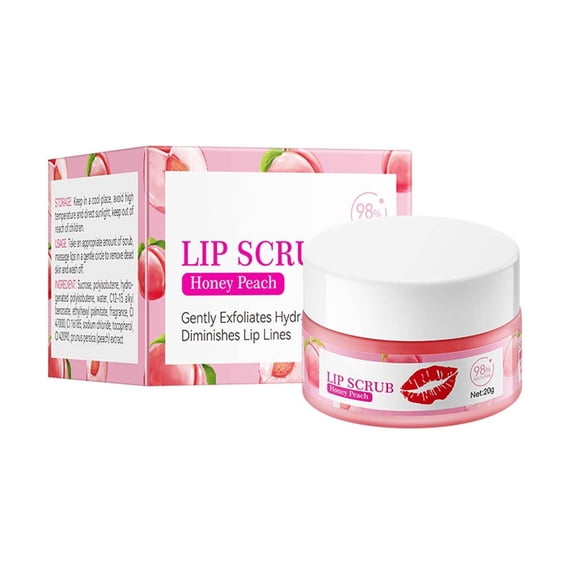Peach Scented Lip Exfoliator with Avocado Oil 20g - Gentle Lip Scrub for Dry, Chapped Lips, Improves Dullness & Cracks, Weekly Lip Mask for Smooth, Hydrated Lips
