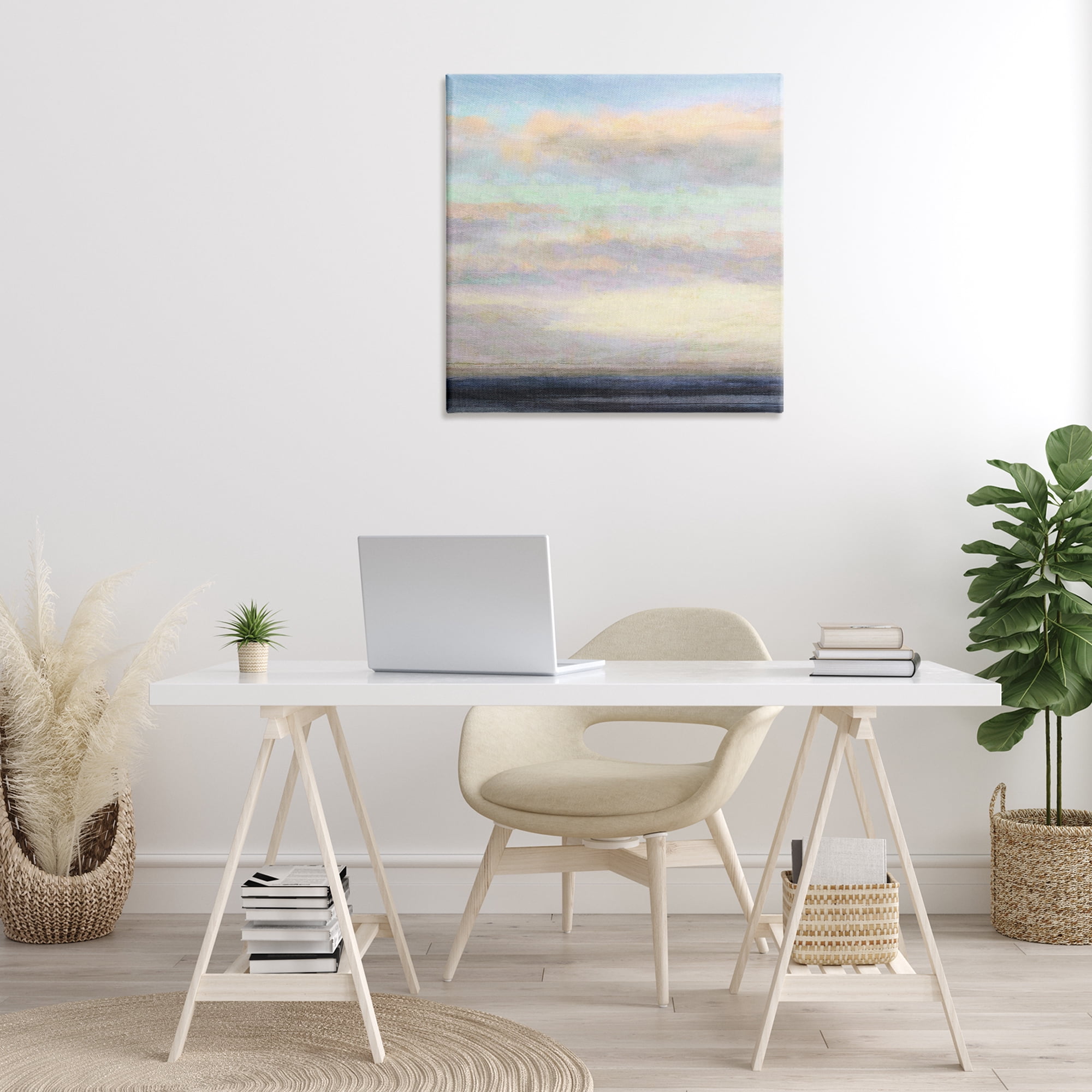 Stupell Industries Cloudy Abstract Bay Scene Coastal Painting Gallery Wrapped Canvas Art Print Wall Art, 30 x 30