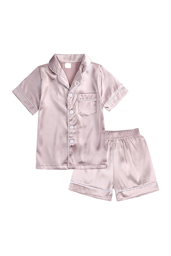 Girls Silk Pajamas Set Classic Light Pink Pajama Set Girls Button Down Pajamas Set Pajamas Sleepwear Outfits Girls Silky Pajamas Size 12-13 Years