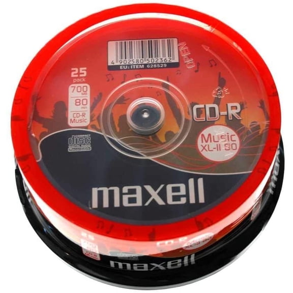 Maxell CDR XL II 700MB 52x Speed 80 Min Digital Audio Recordable Music CD Discs Spindle Pack 25