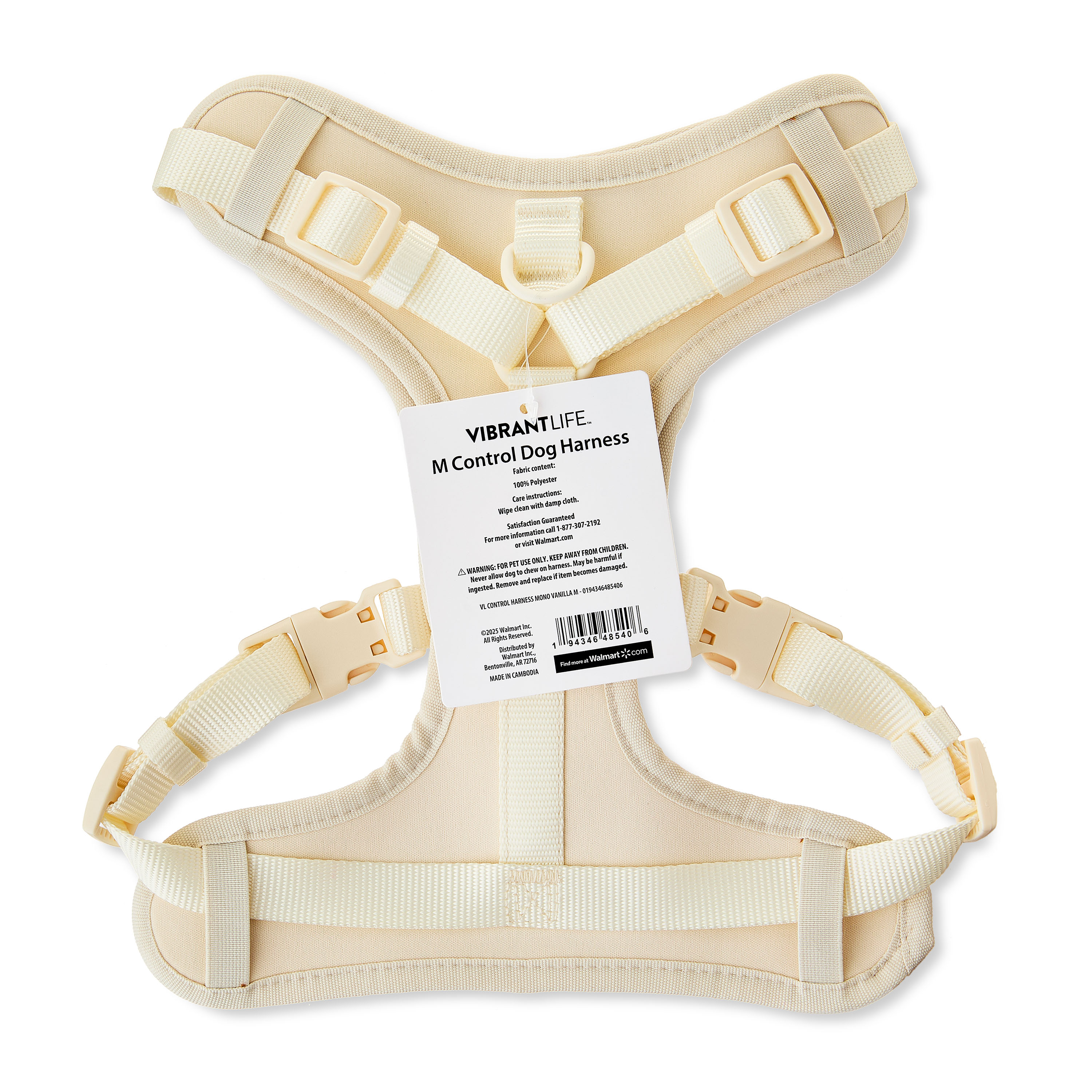Vibrant Life Neoprene Comfort Control Monochrome Dog Harness, Vanilla Cream, M