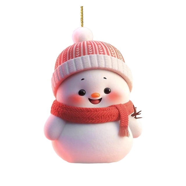 2D Flat Acrylic Car Rearview Mirror Decoration for Christmas Valentines Day, Cute Snowman Backpack Pendant