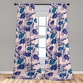 thumbnail image 4 of Ambesonne Botanical Curtains, Flowers Nature Repeating, Pair of 28"x84", Navy Blue Violet and Teal, 4 of 5