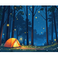 thumbnail image 4 of Magical Nighttime Forest Scene Backdrop Banner with Glowing Fireflies Tent and Starry Sky Party Decorations Photography Props Background for Camping Themed Parties Outdoor Gatherings and Photo Booths, 4 of 7