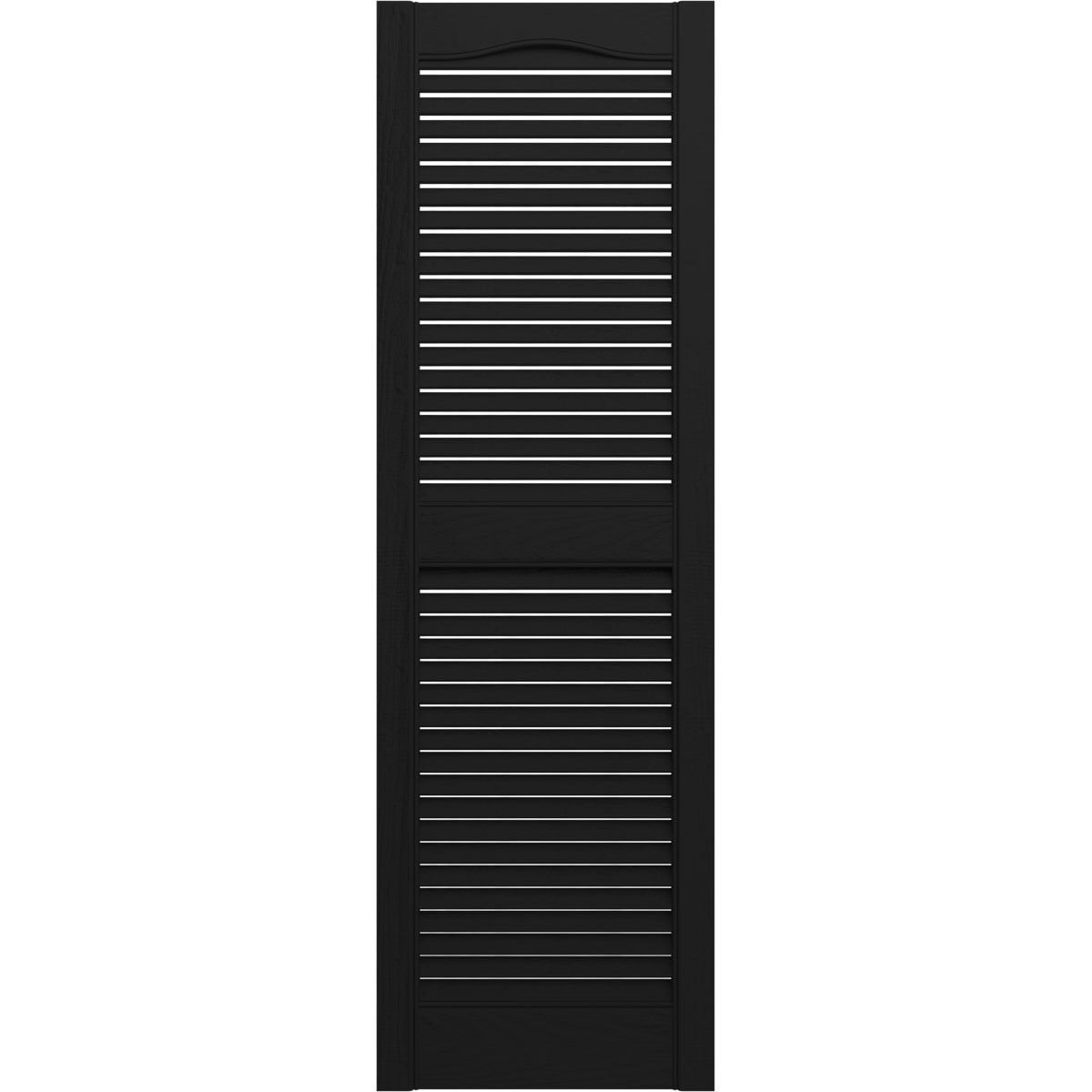 14.5 in. W x 64 in. H Builders Edge, Standard Cathedral Top Center Mullion, Open Louver Shutters, Includes Matching Installation Spikes, 002 - Black
