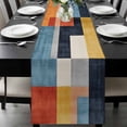 thumbnail image 2 of Abstract Stitching Table Runner 13x60 Inch White Yellow Blue Stripe Art Table Runner Non-Slip Dresser Scarves for Holiday Decorations, Party, Dinner and Gatherings, 1 Pack, 2 of 8