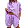 thumbnail image 1 of Conjunto informal de 2 piezas Sunloudy Mujer S/M/L/XL Camisa Pantalones Cortos, 1 of 8