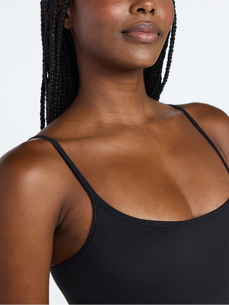 Joyspun Women's Seamless Ribbed Cami Bodysuit, Sizes S-XXXL