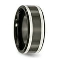 thumbnail image 6 of Titanium Black Ti with Sterling Silver Inlay 9mm Polished Flat Band, 6 of 8