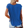 thumbnail image 3 of CIENVNSTG Womens Summer Tops Short Sleeve Crew Neck Shirts Solid Color Cute Trendy Basic Tunic Blouses Royal Blue XXXL, 3 of 7