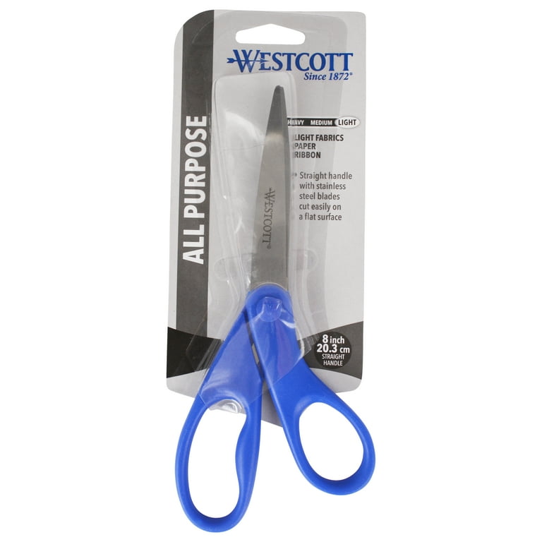 Westcott All-Purpose Value Scissors, 8 Inch Straight, Assorted Colors, Pack  of 3