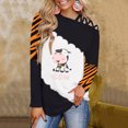 thumbnail image 2 of Mujeres manga larga fuera del hombro correa cruzada Tops vacas impresas blusa túnica Tops Fridja hkj5389, 2 of 4