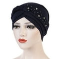 thumbnail image 1 of Womens Large Elastic Solid Color Comfortable Flat Hat Single Color Stud Bead Single Color Single Strip Stud Bead Drill Braid Cap, 1 of 3