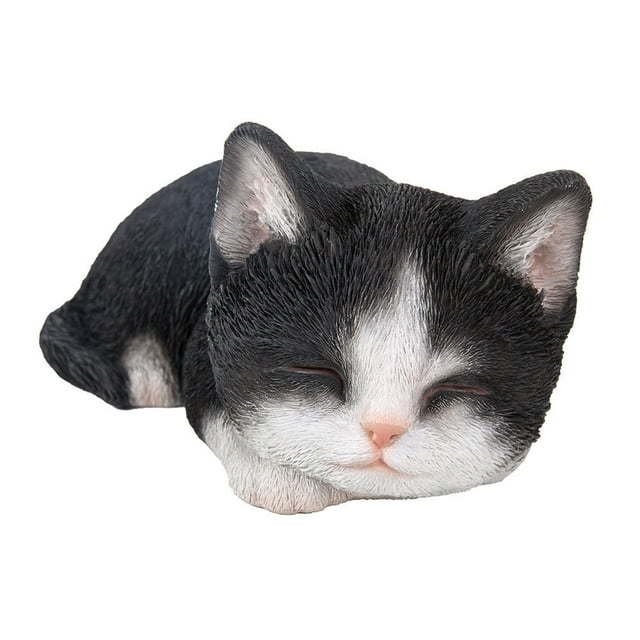 Collection d'Animaux Figurine de Chaton Noir et Blanc Statue 7 7/8 Pouces