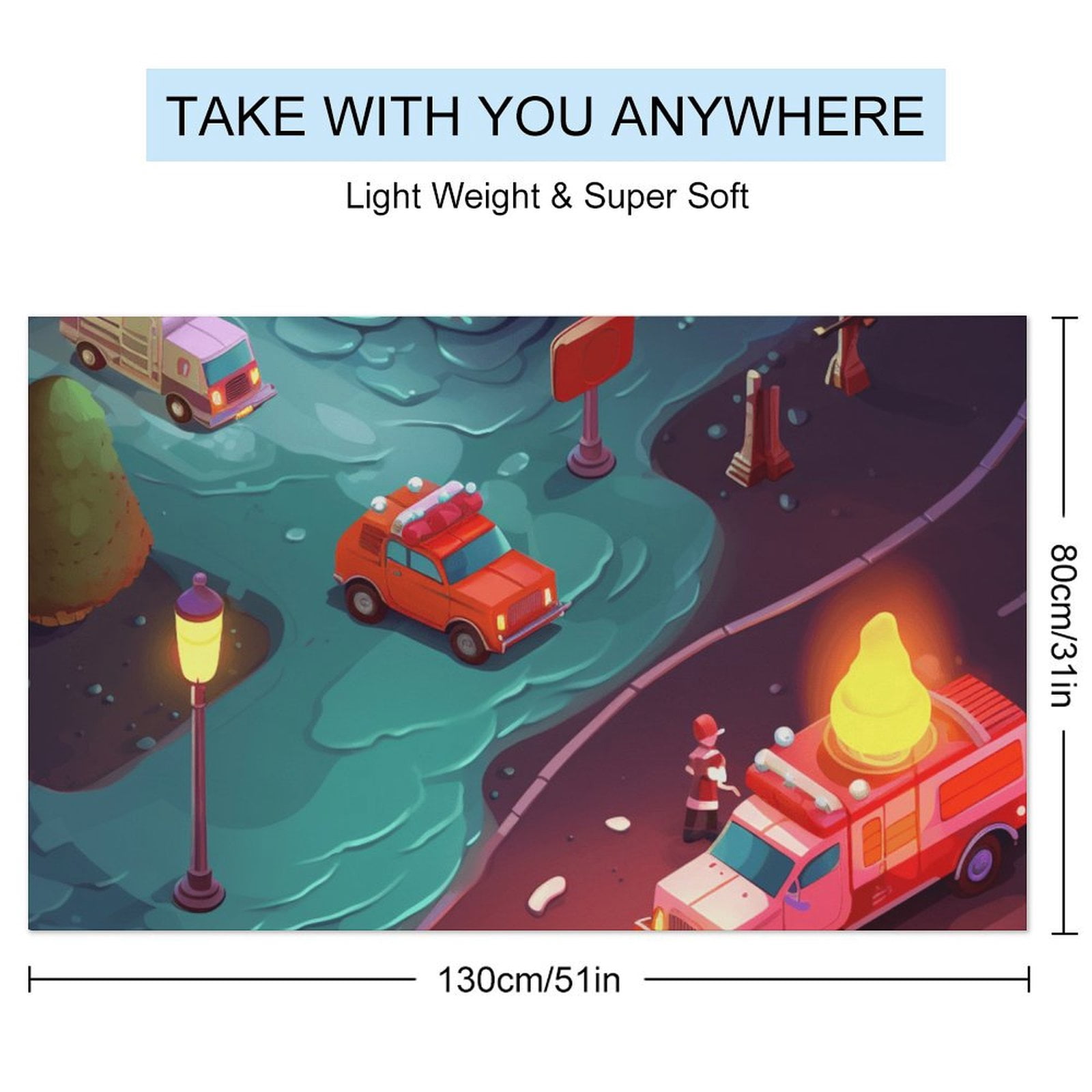 Fire Engine Car Truck Microfiber Beach Towel Lightweight 63''x32'' Oversized Extra Large Towels Quick Dry for Travel Pool Yoga Gym Sports Accessories Vacation Essential