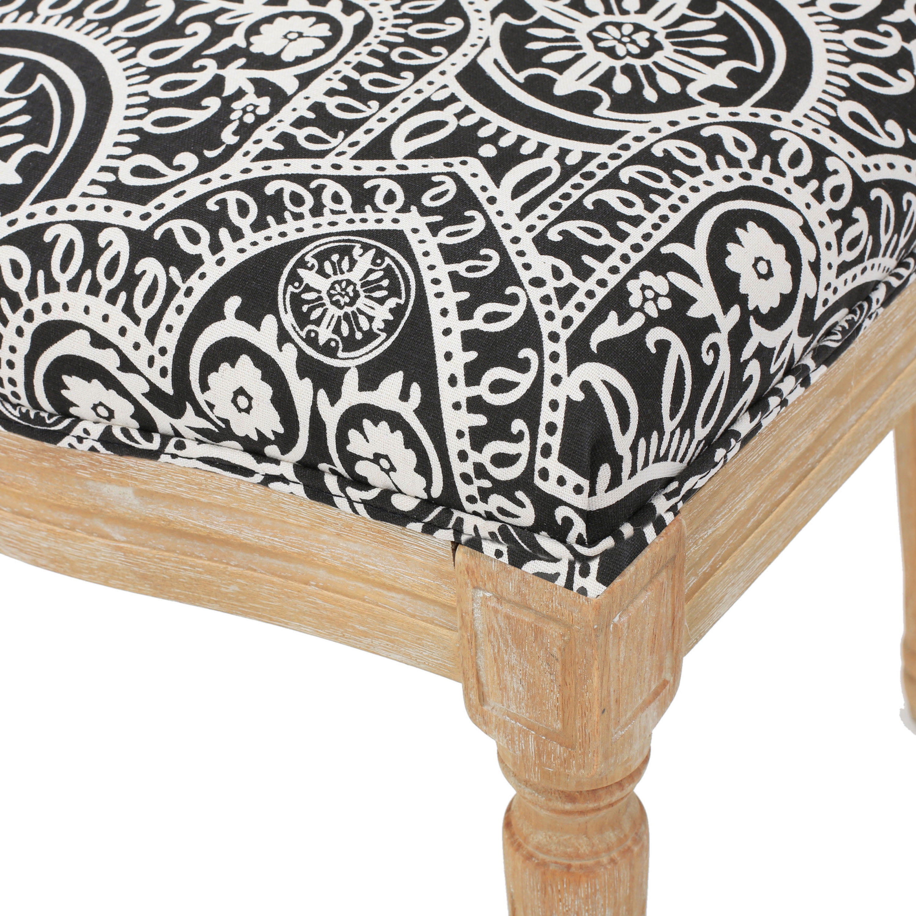 Noble House Phinnaeus French Fabric Dining Chairs, Set of 2, Black