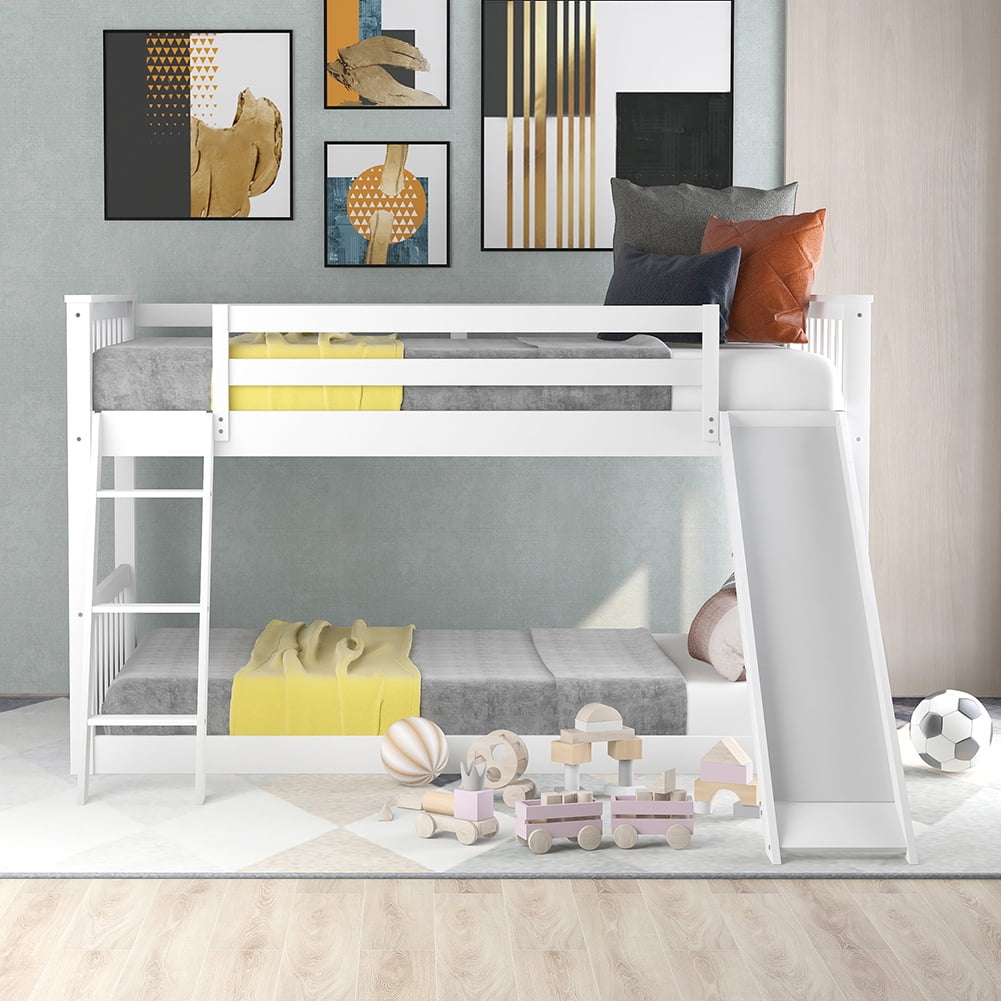 Kadyn Twin over Twin Loft Bed with Convertible Slide and Ladder, White