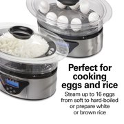 Hamilton Beach Digital Food Steamer, Vegetable Steamer and Rice Cooker, Programmable, 5.5 Qt., Black