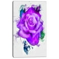 thumbnail image 2 of Aquarelle de Rose Violette Faite à la Main - Impression d'Art Floral sur Toile, 2 of 4