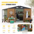 thumbnail image 3 of 10x12 FT Outdoor Storage Shed with Sliding Doors, Extra Large Metal Shed with Open Firewood Bay, Outside Steel Tiny House for Garden, Backyard, Patio Utility, Tool Storage, Yellow, 3 of 9