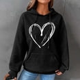 thumbnail image 4 of Graphic Hoodies for Women Fashion Waffle Heart Print Pullover Sweatshirts Long Sleeve Fall Loose Casual Tops with Pocket(Black XL), 4 of 4