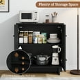 thumbnail image 2 of Laintene Modern Sideboard Buffet Cabinet with Adjustable Shelves, Skeletal Design Wood Accent Cabinet, Black Set of 2, 2 of 9