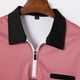 thumbnail image 4 of Ceisia Men's Color-Blocked Striped Zip-Up Short Sleeve Polo Shirt Casual Summer Top Pink L Gifts, 4 of 8
