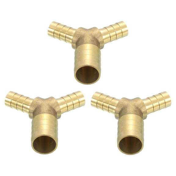 3 Pack Brass Hose Barb Fitting Y Shaped 3 Way Connector Coupler, 5/8"x3/8"x3/8" ID Brass Fitting Air Hose Fittings Reducer for Connecting Water Fuel Air, Oil Hoses