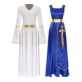 thumbnail image 3 of Kaerm Robe Tunique de Danse pour Femmes avec Manches Longues Bleu&Blanc G, 3 of 7