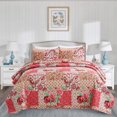 thumbnail image 1 of JML 3-Piece Quilt Set with 2 Shams, Soft Microfiber Bedspread Coverlet Set, Queen,Pink White Floral, 1 of 6